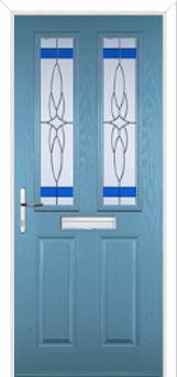 2 Panel 2 Square Crystal Harmony Composite Front Door in Pastel Blue