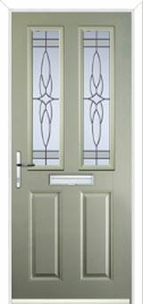 2 Panel 2 Square Crystal Harmony Composite Front Door in Pebble Grey