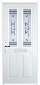 2 Panel 2 Square Crystal Harmony Composite Front Door in White