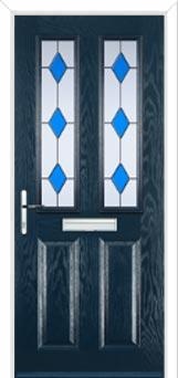 2 Panel 2 Square Drop Diamond Composite Front Door in Dark Blue