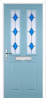 2 Panel 2 Square Drop Diamond Composite Front Door in Duck Egg Blue