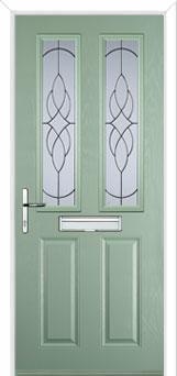 2 Panel 2 Square Elegance Composite Front Door in Chartwell Green