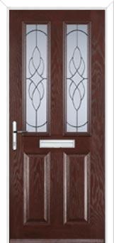 2 Panel 2 Square Elegance Composite Front Door in Darkwood