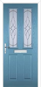 2 Panel 2 Square Elegance Composite Front Door in Pastel Blue