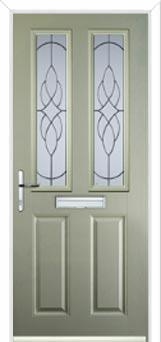 2 Panel 2 Square Elegance Composite Front Door in Pebble Grey