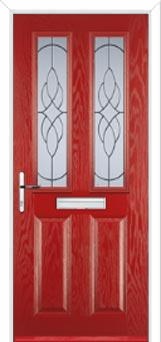 2 Panel 2 Square Elegance Composite Front Door in Red