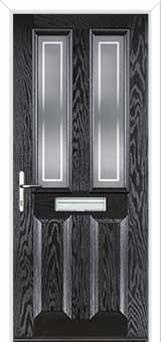 2 Panel 2 Square Enfield Composite Front Door in Black Brown