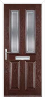 2 Panel 2 Square Enfield Composite Front Door in Darkwood