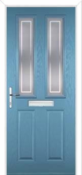 2 Panel 2 Square Enfield Composite Front Door in Pastel Blue
