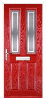 2 Panel 2 Square Enfield Composite Front Door in Poppy Red