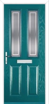 2 Panel 2 Square Enfield Composite Front Door in Turquoise Blue