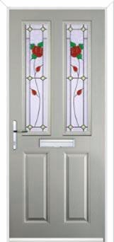 2 Panel 2 Square English Rose Composite Front Door in Agate Grey