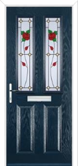 2 Panel 2 Square English Rose Composite Front Door in Dark Blue