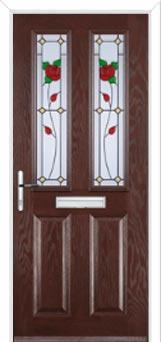 2 Panel 2 Square English Rose Composite Front Door in Darkwood