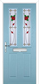 2 Panel 2 Square English Rose Composite Front Door in Duck Egg Blue