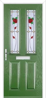 2 Panel 2 Square English Rose Composite Front Door in Fern Green