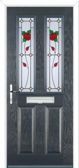 2 Panel 2 Square English Rose Composite Front Door in Anthracite Grey
