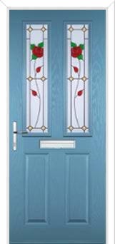 2 Panel 2 Square English Rose Composite Front Door in Pastel Blue