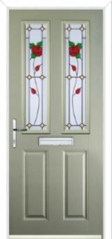 2 Panel 2 Square English Rose Composite Front Door in Pebble Grey