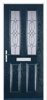 2 Panel 2 Square Flair Composite Front Door in Dark Blue