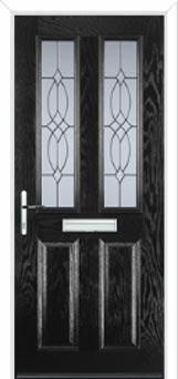 2 Panel 2 Square Flair Composite Front Door in Black