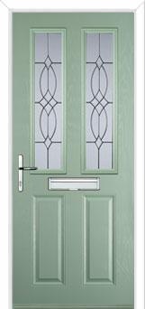 2 Panel 2 Square Flair Composite Front Door in Chartwell Green