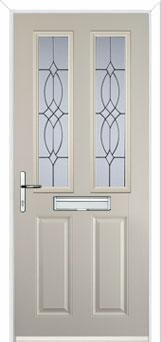 2 Panel 2 Square Flair Composite Front Door in Cream