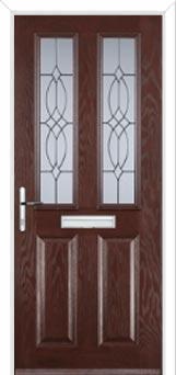 2 Panel 2 Square Flair Composite Front Door in Darkwood