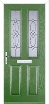 2 Panel 2 Square Flair Composite Front Door in Fern Green