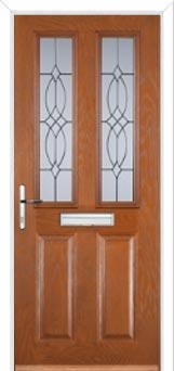 2 Panel 2 Square Flair Composite Front Door in Oak