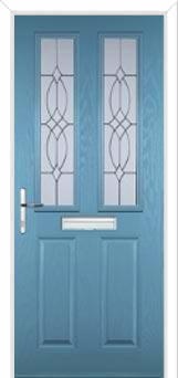 2 Panel 2 Square Flair Composite Front Door in Pastel Blue