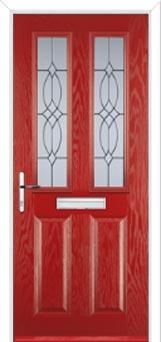 2 Panel 2 Square Flair Composite Front Door in Red