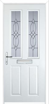 2 Panel 2 Square Flair Composite Front Door in White