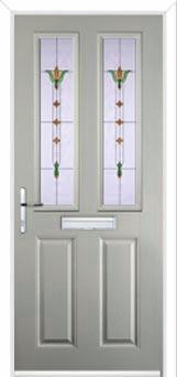 2 Panel 2 Square Fleur Composite Front Door in Agate Grey
