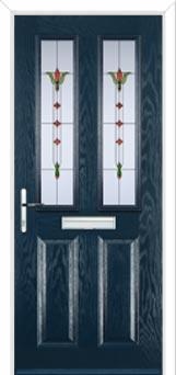 2 Panel 2 Square Fleur Composite Front Door in Dark Blue