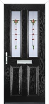 2 Panel 2 Square Fleur Composite Front Door in Black