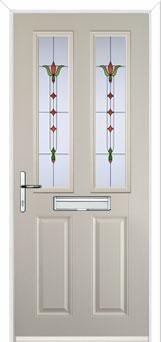 2 Panel 2 Square Fleur Composite Front Door in Cream
