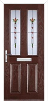 2 Panel 2 Square Fleur Composite Front Door in Darkwood