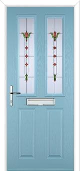 2 Panel 2 Square Fleur Composite Front Door in Duck Egg Blue