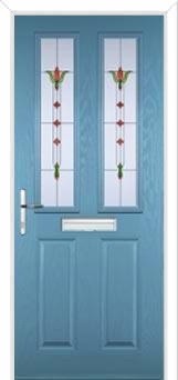 2 Panel 2 Square Fleur Composite Front Door in Pastel Blue