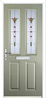 2 Panel 2 Square Fleur Composite Front Door in Pebble Grey