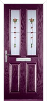 2 Panel 2 Square Fleur Composite Front Door in Purple Violet