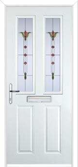 2 Panel 2 Square Fleur Composite Front Door in White