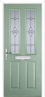 2 Panel 2 Square Finesse Composite Front Door in Chartwell Green