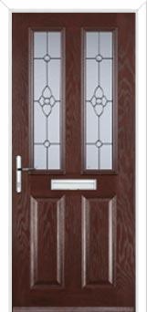 2 Panel 2 Square Finesse Composite Front Door in Darkwood