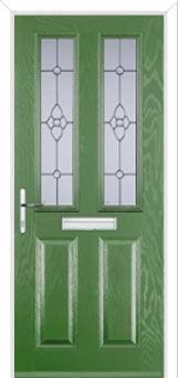 2 Panel 2 Square Finesse Composite Front Door in Fern Green