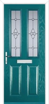 2 Panel 2 Square Finesse Composite Front Door in Turquoise Blue
