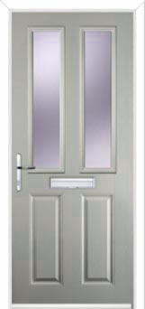 2 Panel 2 Square Glazed Composite Front Door in Agate Grey