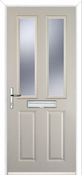 2 Panel 2 Square Glazed Composite Front Door in Cream