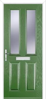 2 Panel 2 Square Glazed Composite Front Door in Fern Green